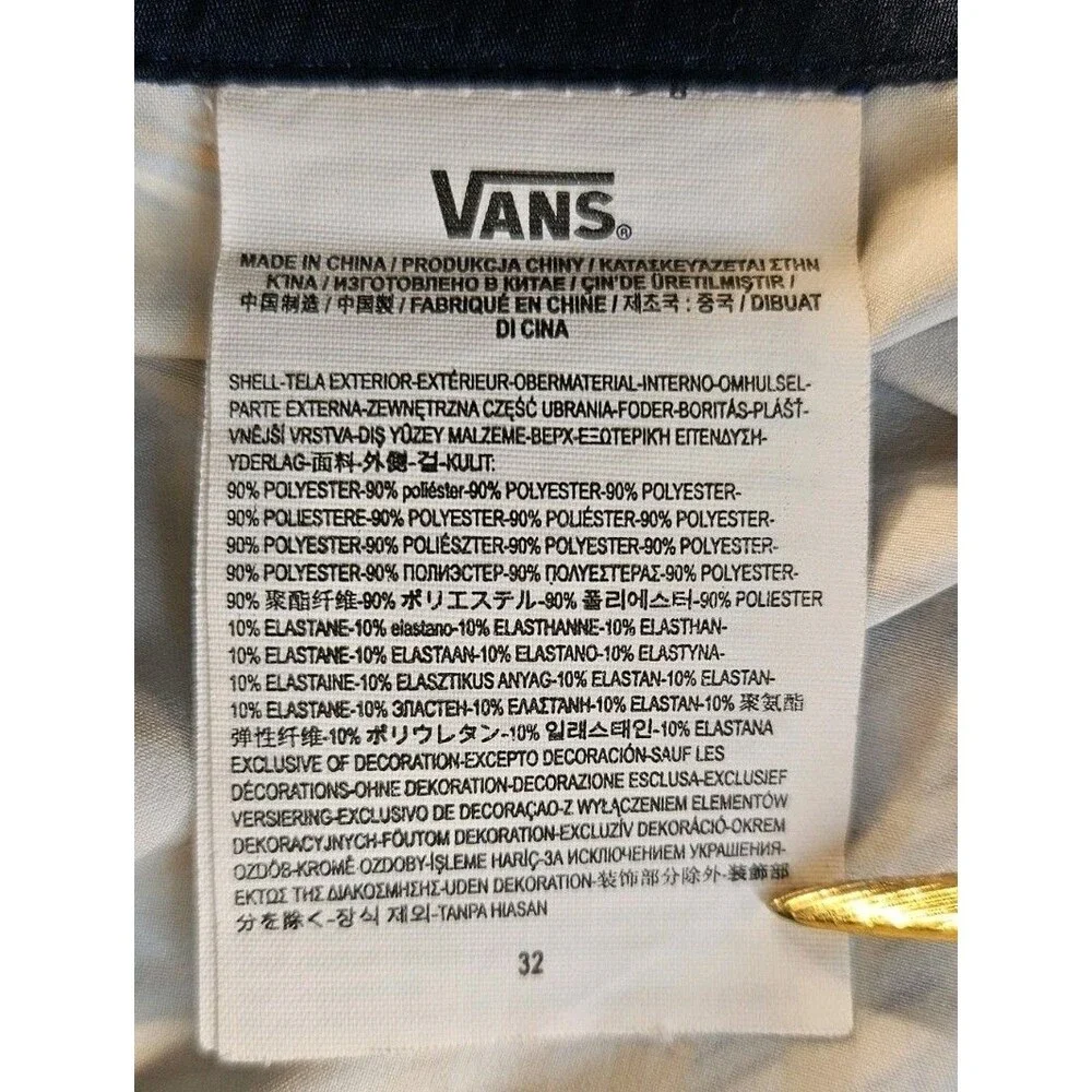 VANS Off The Wall Mens Board Shorts Tropical Stretch Floral Blue Gold Size 32